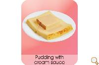 Pudding with cream sauce